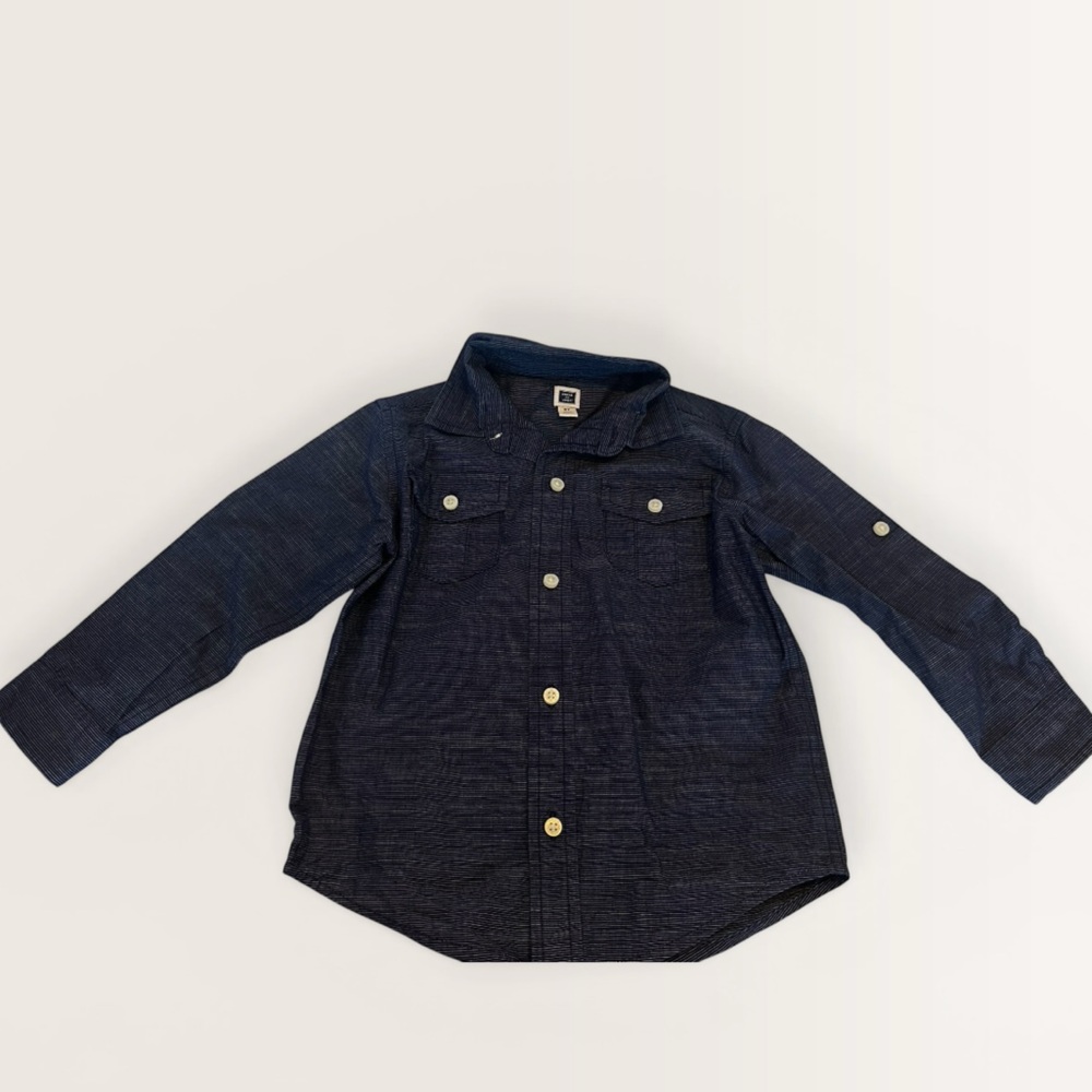 Janie and Jack Navy Micro-Striped Button-Up Shirt